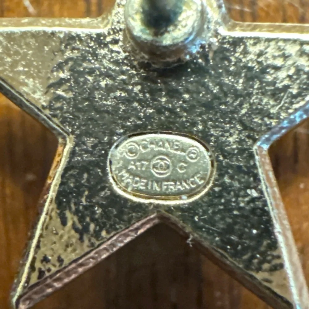 Authentic Chanel Gold CC Star Earrings